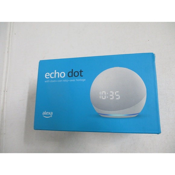 AMAZON Glacier White LED  Alexa Voice Control Smart Speaker Echo Dot  Clock - Picture 1 of 5